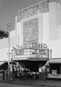 Double Feature Prints: Movie Theaters, Cameo Theater, marquee reads: Lee Barry Presents Double Feature Movie