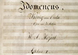 MOZART, Wolfgang Amadeus (1756-1791). Autographed score from the opera "Idomeneo, King of Crete" (1780). AISA/Everett Collection**US SALES ONLY**