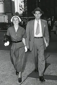 Lcgr1501 Prints: Mr. and Mrs. Alger Hiss arrive at Federal Court