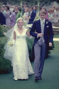 Gowns Prints: Mr. and Mrs. Edward Finch Cox at their White House wedding in the Rose Garden