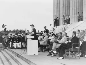 Naacp Prints: Mrs. Eleanor Roosevelt addressing the 38th annual conference of the National Association for the Advancement of Colored