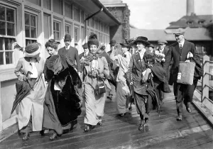 Suffrage Prints: Mrs. Emmeline Pankhurst, the English militant leader (center)