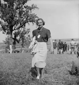 Socialites Prints: Mrs. Hugh Auchincloss, at an outdoor event near Washington