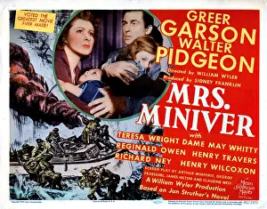 Airplane Prints: MRS. MINIVER, from left, Greer Garson, Clare Sandars, Walter Pidgeon, 1942