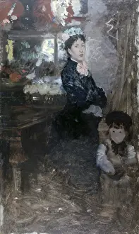 Living Room Prints: Mrs De Nittis and Son (La signora De Nittis con il figlio)