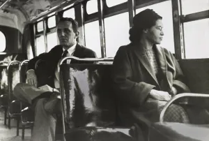 Activists Prints: Mrs. Rosa Parks, 43, in a forward seat of a Montgomery, Alabama, bus on December 21, 1956