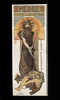 MUCHA, Alphonse Maria (1860-1939). Sarah Bernhardt as Medee at the Theatre de la Renaissance. 1898
