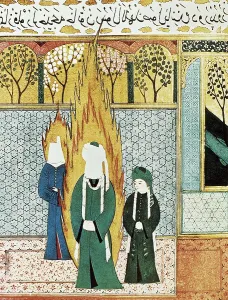 Miniatures Prints: Muhammad prays with Ali and Khadijah