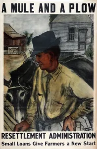 Government Agency Prints: A Mule and a Plow. Resettlement Administration- Small loans give farmers a new start Bernarda Bryson