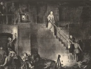 Narrative Prints: MURDER OF EDITH CAVELL, by George Bellows, 1918, American print, lithograph