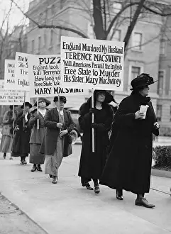 Demonstration Prints: Muriel Murphy MacSwiney (2nd from right) protesting against oppression of Sinn Fein activists