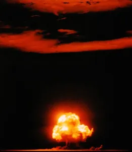 Atom Bombs Prints: Mushroom cloud of the Trinity test, the first manmade nuclear explosion