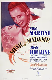 Fontaine Prints: MUSIC FOR MADAME, US poster art, from left: Joan Fontaine, Nino Martini, 1937
