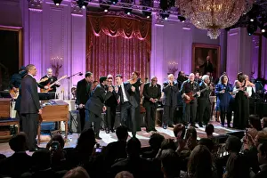 Entertainers Prints: Musicians on stage during the finale of the In Performance at the White House: Memphis Soul'