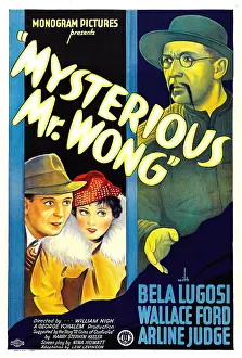 Arline Prints: THE MYSTERIOUS MR. WONG, US poster art, Wallace Ford, Arline Judge, Bela Lugosi, 1934