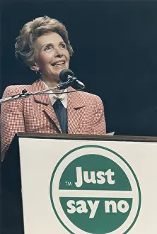 Conservatives Prints: Nancy Reagan speaking at a Just Say No Rally her anti-drug advocacy and education program