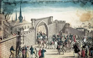 Etching Prints: Napoleonic Wars. Entrance of French troops into Moscow (1812). Etching. ITALY. Milan