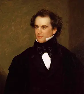 Writers Prints: Nathaniel Hawthorne, 1840 portrait by Charles Osgood