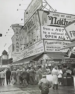 Recreation Prints: Nathan's Hot Dogs food stand on the Coney Island Boardwalk