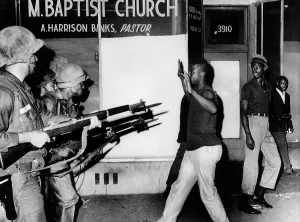 Hands Up Prints: National guardsmen, with bayonets fixed, patrol in the Chicago's West Side