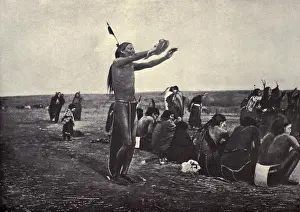 Dance Prints: Native American Ghost Dancer standing rigid in a trance like state