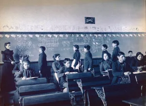 Student Prints: Native American students during mathematics class at Carlisle Indian School