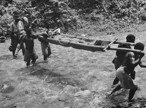 Australian Prints: Native carriers transporting Allied (Australian) wounded in the Kokoda campaign
