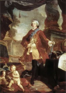 Insidesportrait Prints: NATOIRE, Charles (1700-1777). Louis Dauphin of France with a Plan of the Siege of Tournai