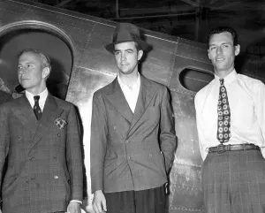 Aviator Prints: Navigator Harry Connor, Howard Hughes and radio engineer Richard Stoddart before their flight around the world