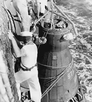 Astronaut Prints: The US Navy waits for astronaut John Glenn