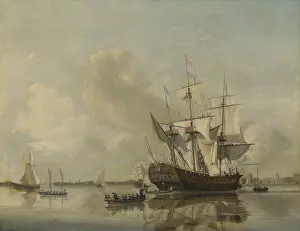 Banners Prints: The Navy's Frigate Rotterdam on the Maas off Rotterdam