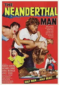 Exploitation Prints: THE NEANDERTHAL MAN, US poster art, Robert Shayne (top), 1953