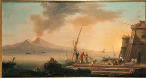 Coastline Prints: Neapolitan Seascape with Fortification and the Vesuvius