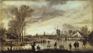 Mill Prints: NeerAert van der (1603-1677). River in Winter