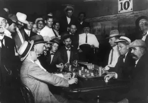Spectator Prints: Nevada, open gambling in Reno, game of faro with many spectators