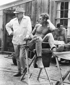 Images Dated 9th April 2013: NEVADA SMITH, from left: director Henry Hathaway, Steve McQueen on set, 1966