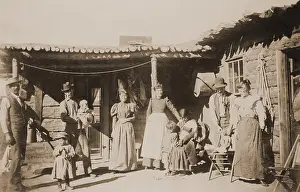 Utensils Prints: A New Mexican family group poses with dog