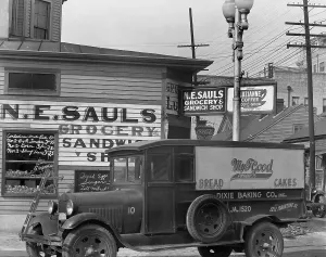 Louisiana Prints: New Orleans street corner, My T Good bakery truck in foreground