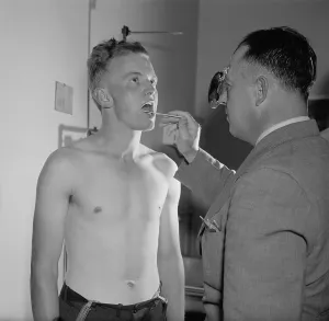 Doctors Prints: New recruit to the U.S. Army during his physical exam