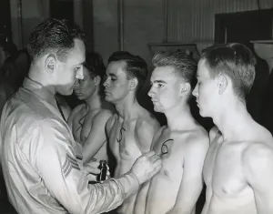 Doctors Prints: New recruits to the U.S. Army starting their physical exam