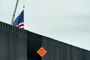 Texas Prints: New section of barrier wall on the US-Mexican border at Alamo