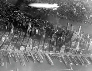 Dirigible Prints: New York City, aerial view of the U