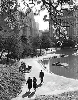 Central Park Prints: New York City, Central Park, with a view of the hotels on Fifth Avenue and Central Park South