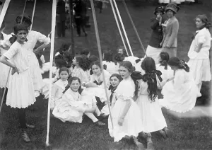 Central Park Prints: New York City, children on May pole in Central Park, May, circa 1910s