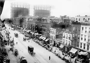 Trolley Prints: New York City, festival in Little Italy, First Avenue, circa 1900s