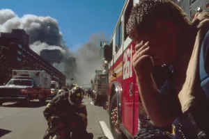 Ambulance Prints: New York City fire fighter north of the collapsed Twin Towers