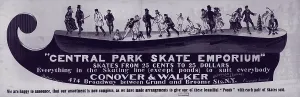 Central Park Prints: New York City, illustration advertising the Central Park Skate Emporium, circa 1889