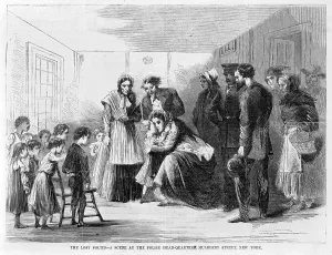 Reunion Prints: New York City. A mother is reunited with her child at the police head-quarters