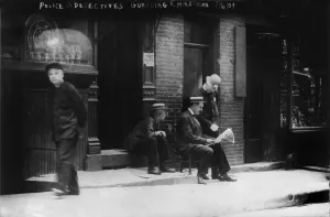 Police Uniform Prints: New York City, police and detectives guarding Chinatown, July 6, 1909