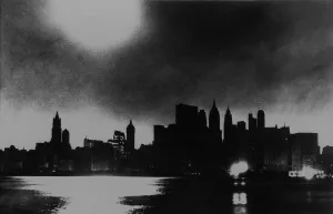 Financial District Prints: New York City skyline, during blackout of November 9, 1965